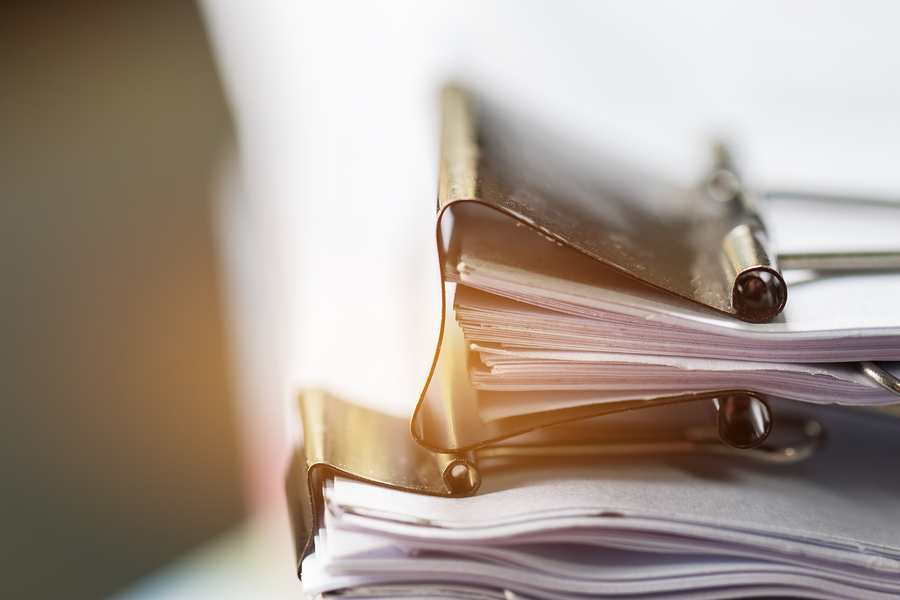 Legal documents before scanning