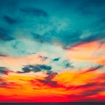Sunset sky background. Natural Sunset Sunrise as a metaphor for cloud storage.