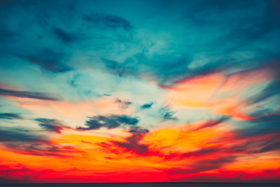 Sunset sky background. Natural Sunset Sunrise as a metaphor for cloud storage.