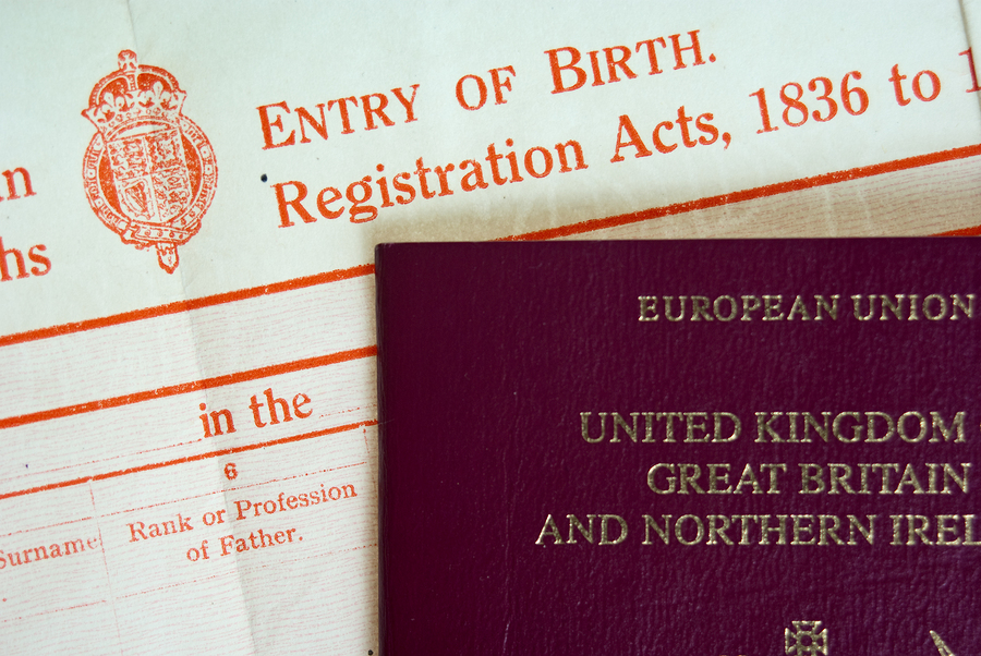 A digital birth certificate before scanning.